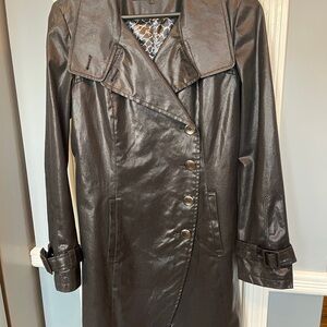 Kenneth Cole Shiny Black Trench Coat